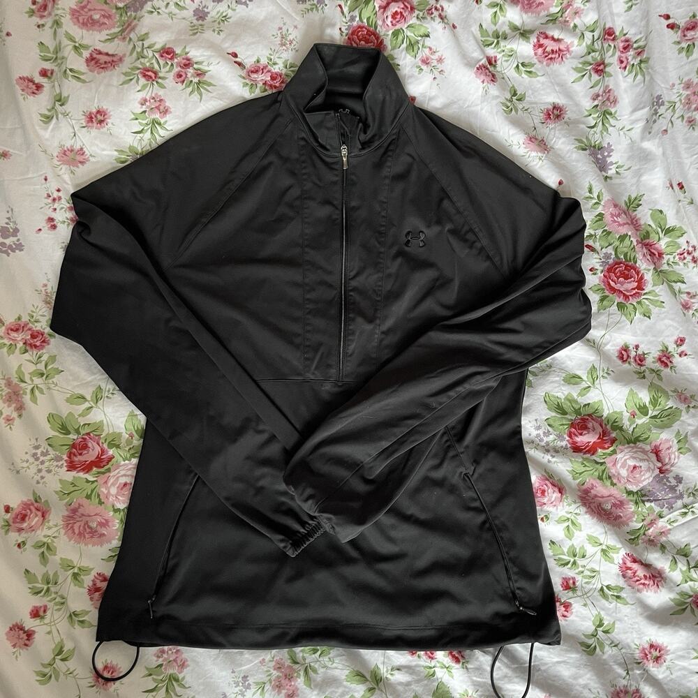 Under Armour Womens Medium Allseason Gear Black 1/2 Zip Lightweight Long Sleeve